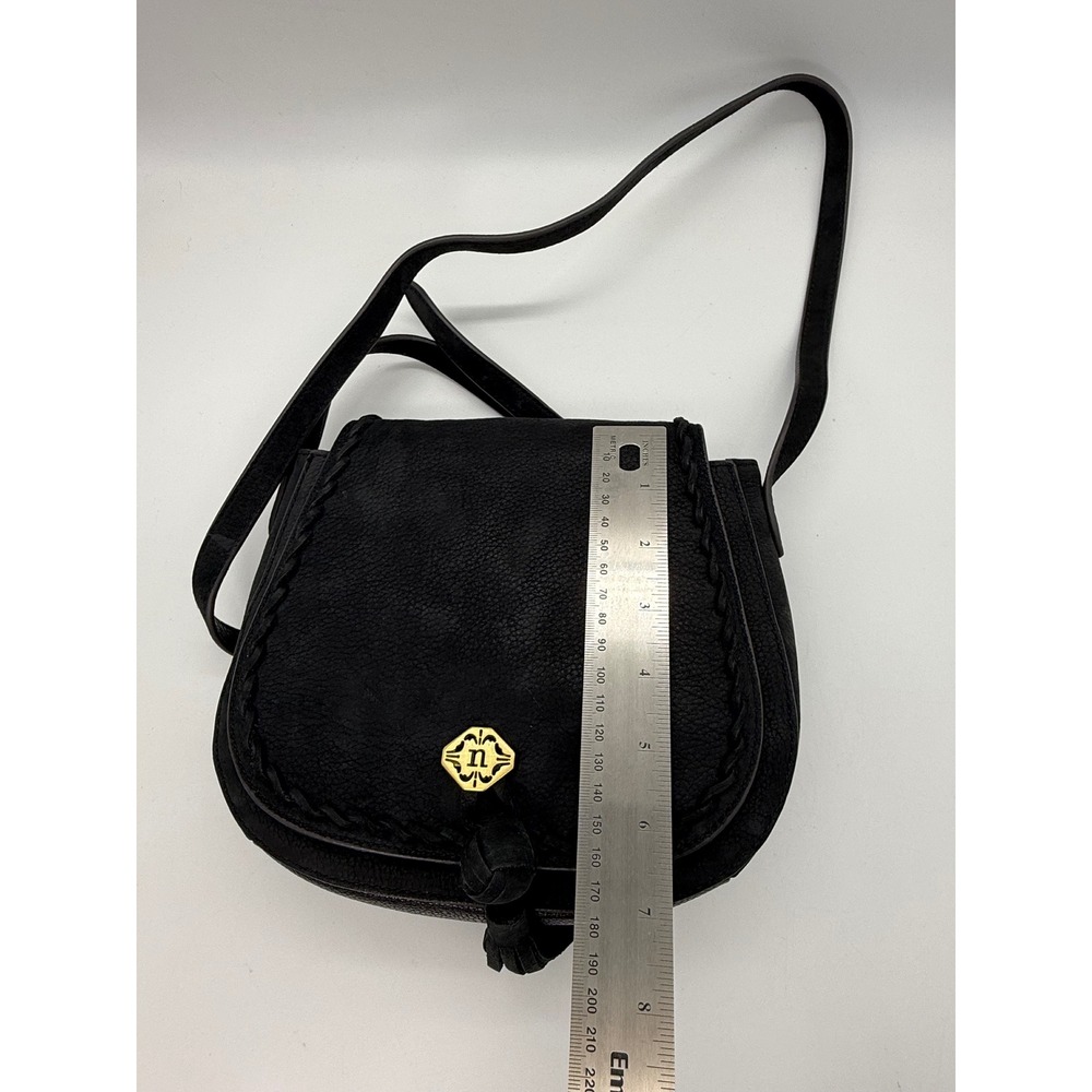 Nanette Lepore Black Crossbody Saddle Bag Tassel Santa Ana Purse Western Style - Picture 6 of 11